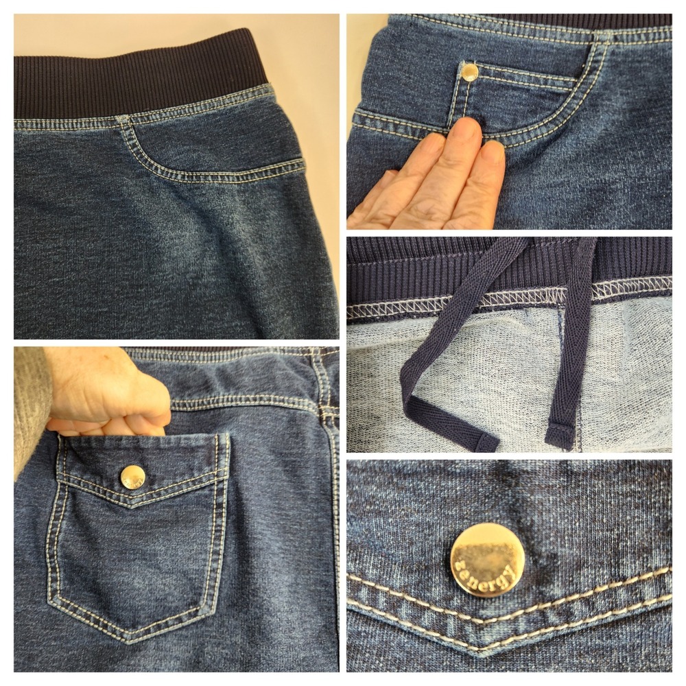 Zenergy Chico's Size 2 Women's Large Dark Wash Denim Skirt Elastic Waist Stretch - Picture 5 of 8